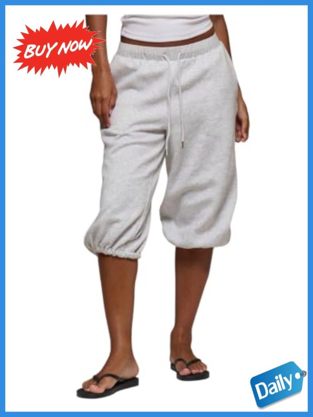Women's Sweat Capri Pants Cropped Athletic Joggers Pull On